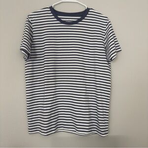 Muji Navy and White Striped Short Sleeve Tee